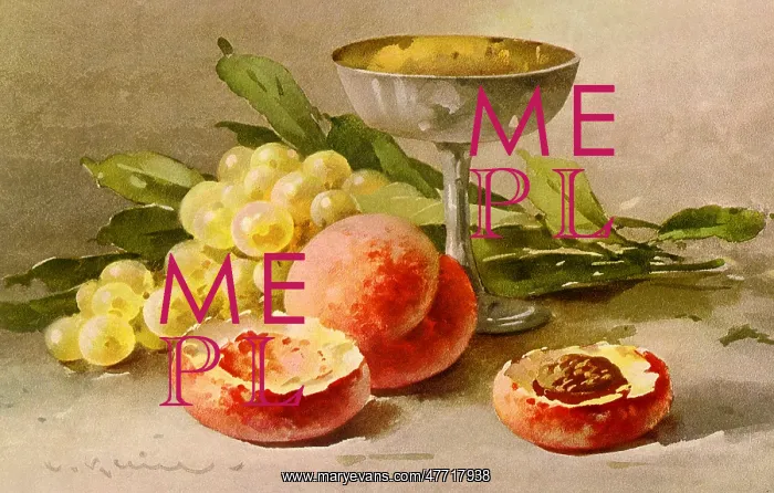  : Dish with Peaches and Grapes