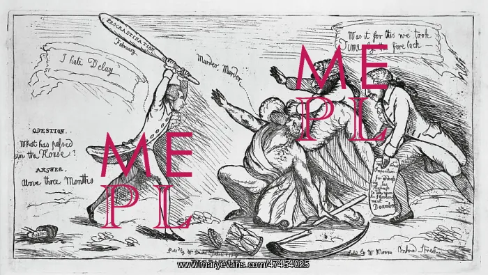 : Dispatch. Print shows a man, holding a large club labeled Procrastination over his head : Dispatch. Print shows a man, holding a large club labeled Procrastination over his head