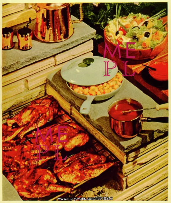 : Display of barbecue food : Display of barbecue food
