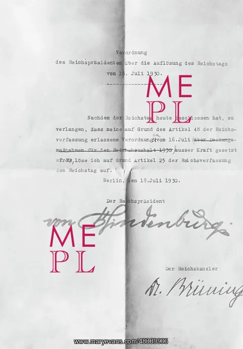 : Dissolution decree of the Reichstag, 1930 : Dissolution decree of the Reichstag, 1930
