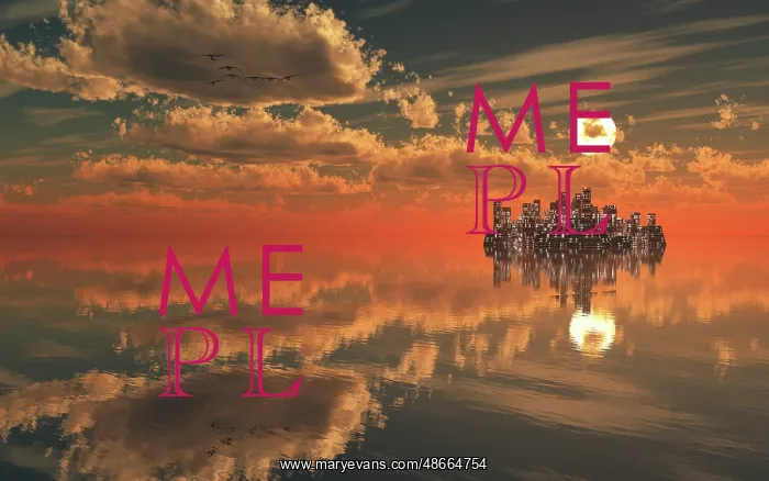 : A distant futuristic city and a dramatic sky reflected : A distant futuristic city and a dramatic sky reflected