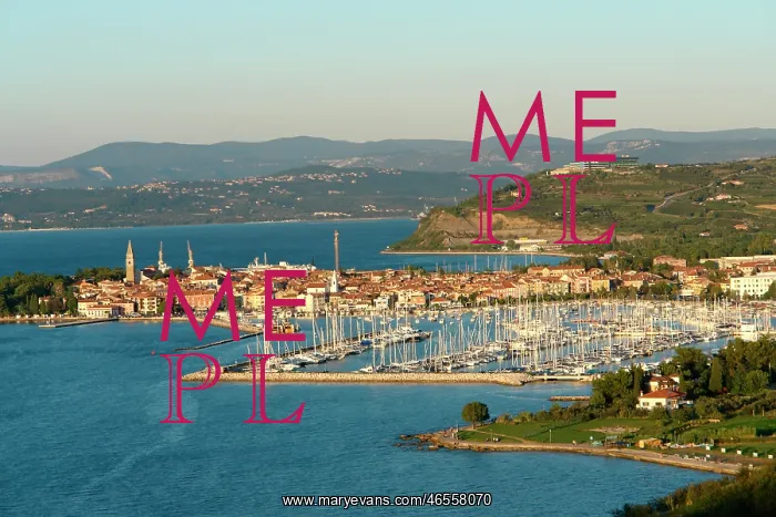 : Distant view of Izola, Slovenia : Distant view of Izola, Slovenia