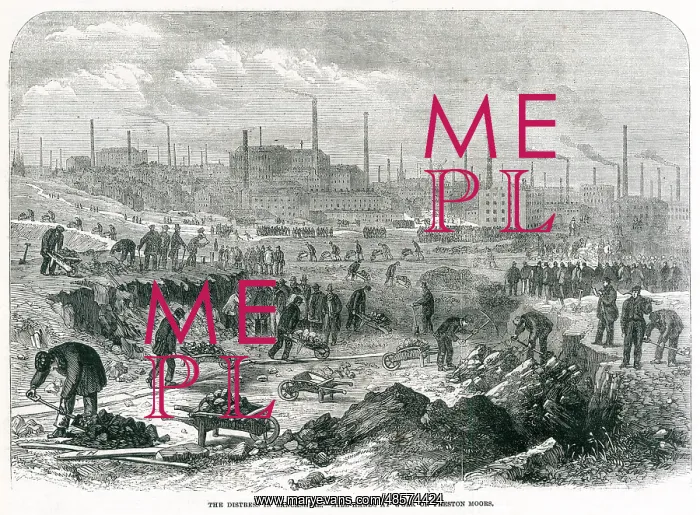 : Distress in Lancashire: mill-hands work on Preston Moors : Distress in Lancashire: mill-hands work on Preston Moors