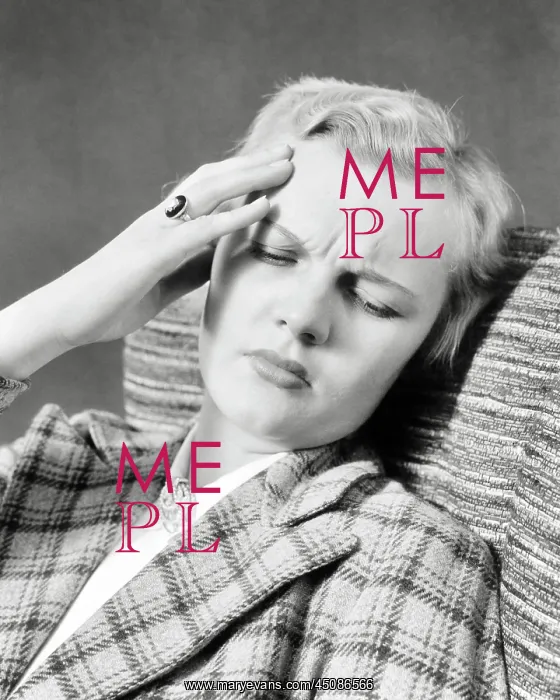 : Distressed Blond Woman Hand to her Forehead : Distressed Blond Woman Hand to her Forehead