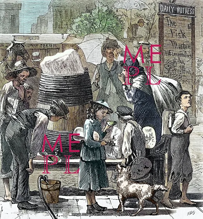 : Distributing Ice Water, Heat Wave, NYC, 1872 : Distributing Ice Water, Heat Wave, NYC, 1872