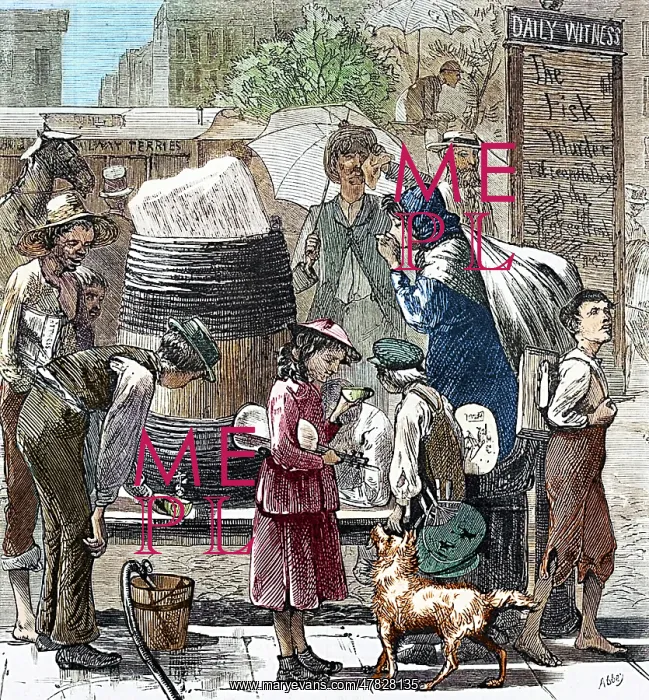 : Distributing Ice Water, Heat Wave, NYC, 1872 : Distributing Ice Water, Heat Wave, NYC, 1872