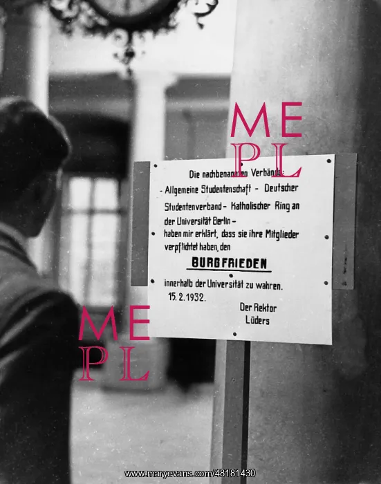 : Disturbances at the University in Berlin, 1932 : Disturbances at the University in Berlin, 1932