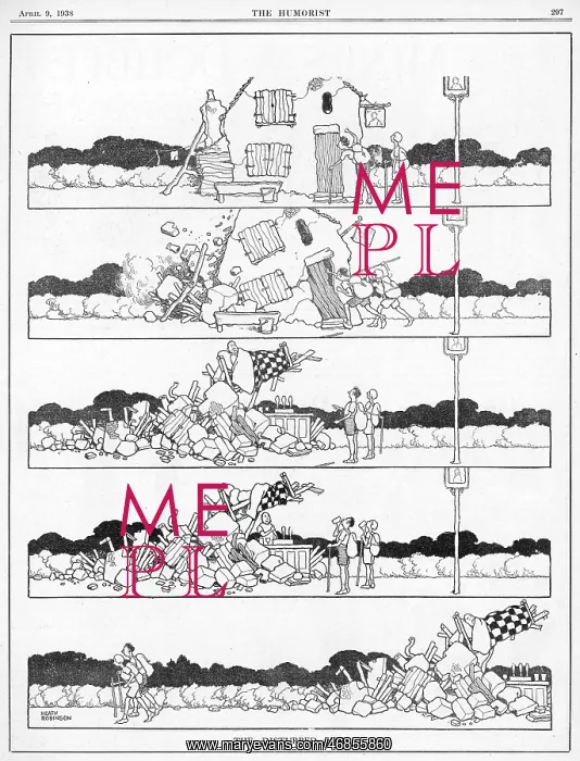 : The Disturbed Nap by William Heath Robinson : The Disturbed Nap by William Heath Robinson