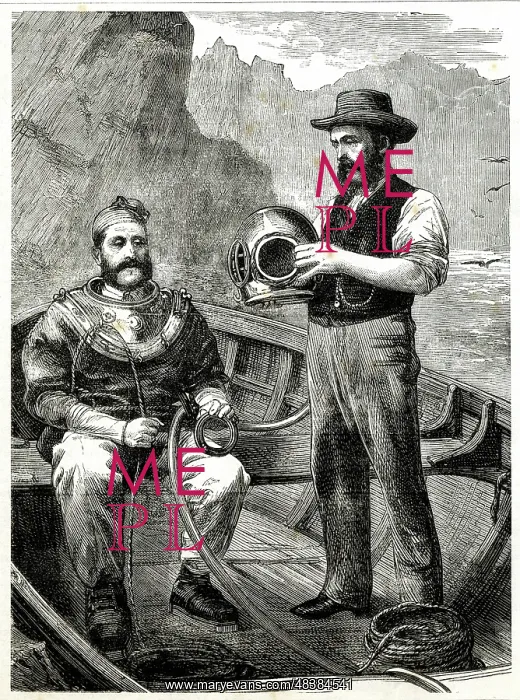  : Diver at work in sea diving suit