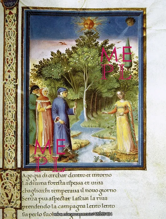 : The Divine Comedy. Dante and Virgil in Purgatory. Folio 177 : The Divine Comedy. Dante and Virgil in Purgatory. Folio 177