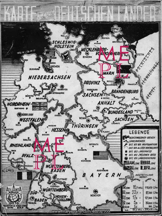 : Division of Germany into occupation zones in 1945 : Division of Germany into occupation zones in 1945