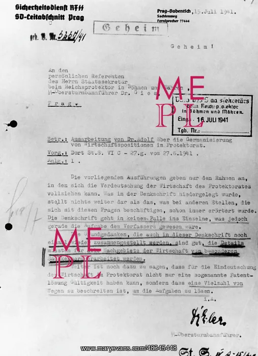 : Document of the Protectorate of Bohemia and Moravia, 1941 : Document of the Protectorate of Bohemia and Moravia, 1941