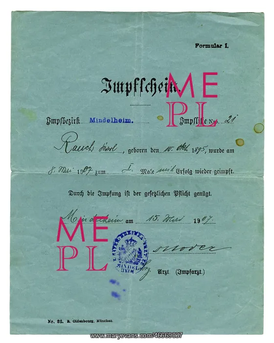 : documents, certificate of vaccination for Karl : documents, certificate of vaccination for Karl