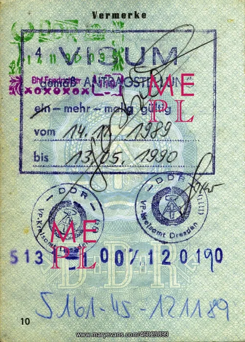 : documents, Germany, GDR, pass with visa : documents, Germany, GDR, pass with visa