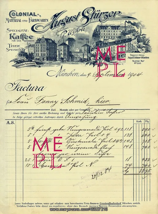 : documents, invoice of Colonial material August : documents, invoice of Colonial material August