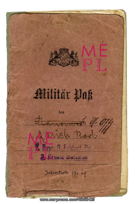 : documents, military pass of Karl Rauch, Bavarian : documents, military pass of Karl Rauch, Bavarian