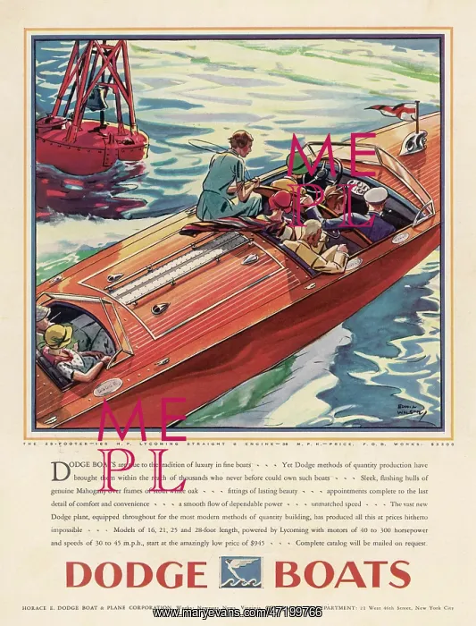 : DODGE BOAT ADVERT / 1930 : DODGE BOAT ADVERT / 1930