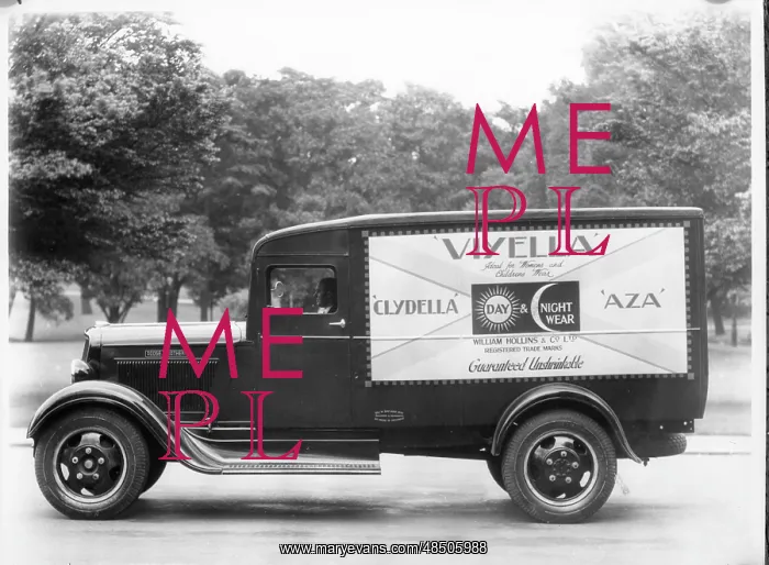 : Dodge van with advertisement for Viyella : Dodge van with advertisement for Viyella