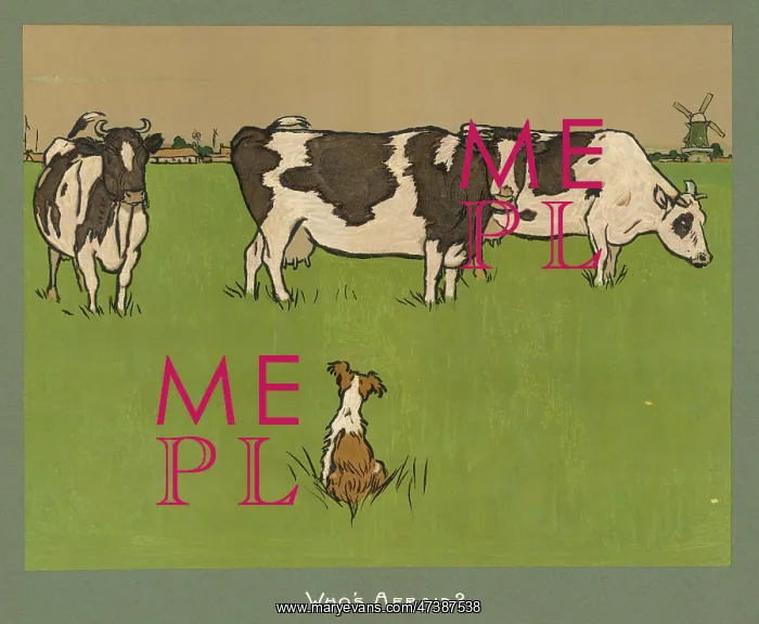 : Dog and Three Cows in Field : Dog and Three Cows in Field