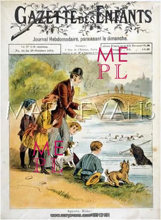: DOG FETCHES STICK 1894 : DOG FETCHES STICK 1894