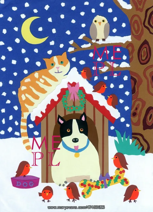 : Dog in Kennel at Christmastime : Dog in Kennel at Christmastime