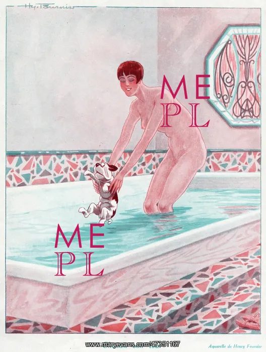 : DOG AND WOMAN BATHING : DOG AND WOMAN BATHING