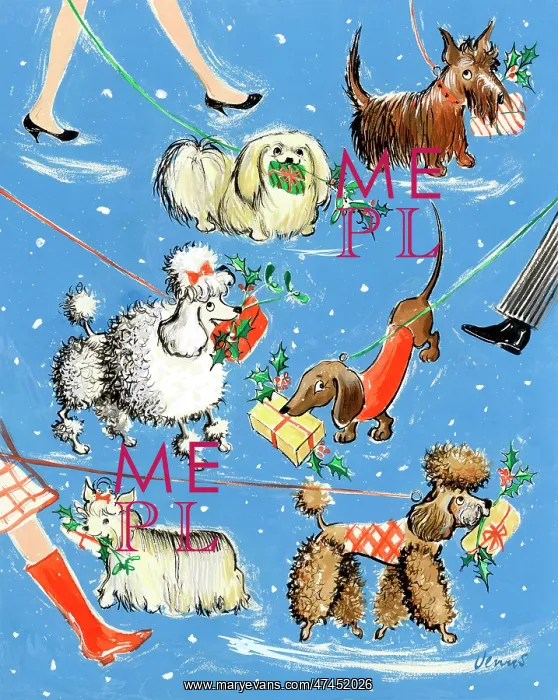  : Six dogs with Christmas Presents
