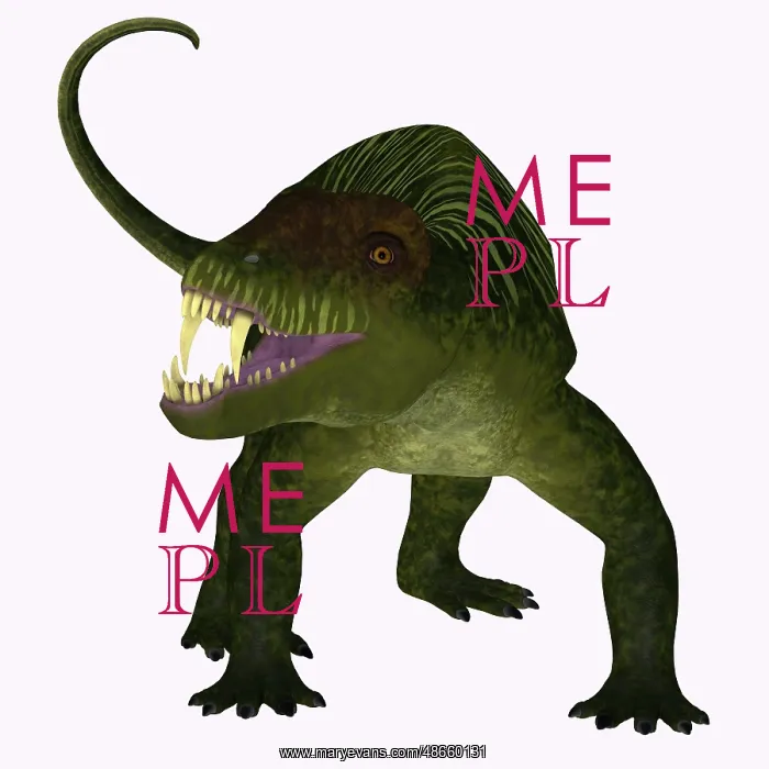 : Doliosauriscus dinosaur, front view : Doliosauriscus dinosaur, front view
