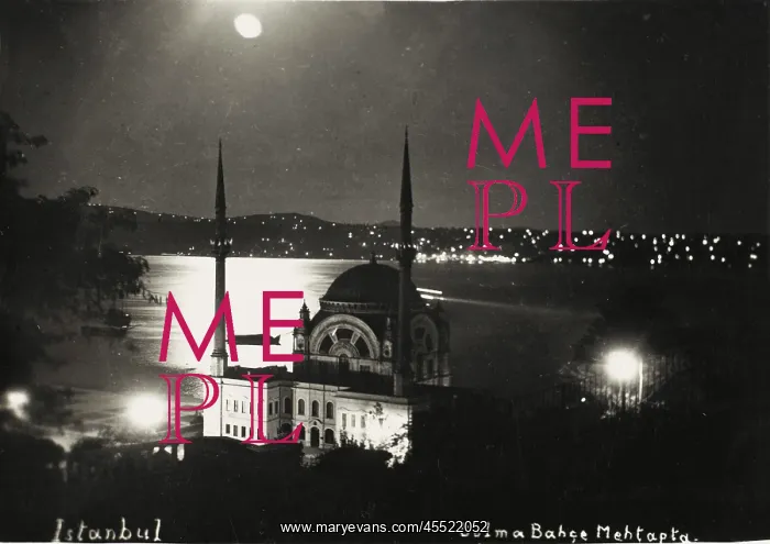 : The Dolmabahce Mosque, Constantinople at night : The Dolmabahce Mosque, Constantinople at night