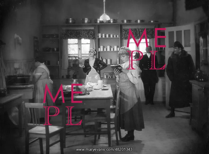: Domestics in the kitchen, 1920 : Domestics in the kitchen, 1920