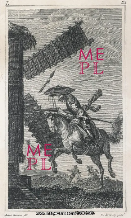: Don Quixote attacks a windmill : Don Quixote attacks a windmill