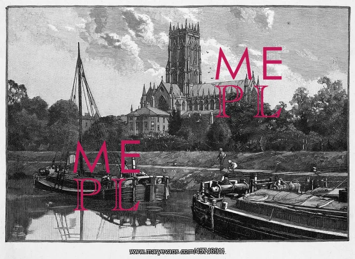 : DONCASTER. Doncaster, south Yorkshire, seen from the northwest, across the river Don : DONCASTER. Doncaster, south Yorkshire, seen from the northwest, across the river Don