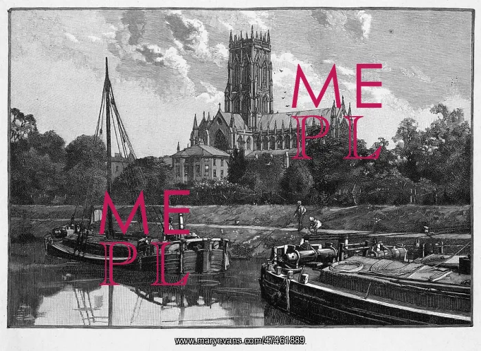 : DONCASTER. Doncaster, south Yorkshire, seen from the northwest, across the river Don : DONCASTER. Doncaster, south Yorkshire, seen from the northwest, across the river Don