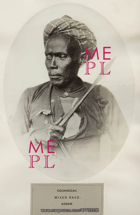 : Doonaneeah, mixed race, Assam. Man with spear : Doonaneeah, mixed race, Assam. Man with spear