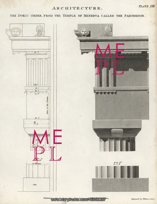 : Doric order capital, column and base from the Parthenon : Doric order capital, column and base from the Parthenon