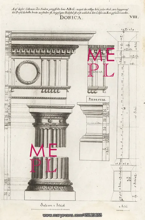 : Doric order column with entablature : Doric order column with entablature