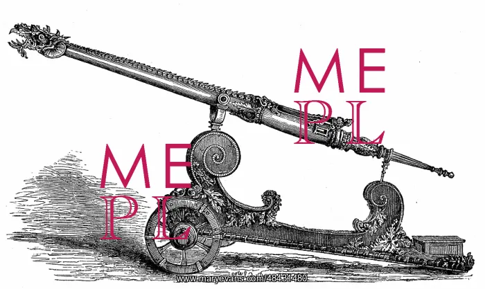 : Double-barrelled dragonneau cast in 1503. Engraving : Double-barrelled dragonneau cast in 1503. Engraving