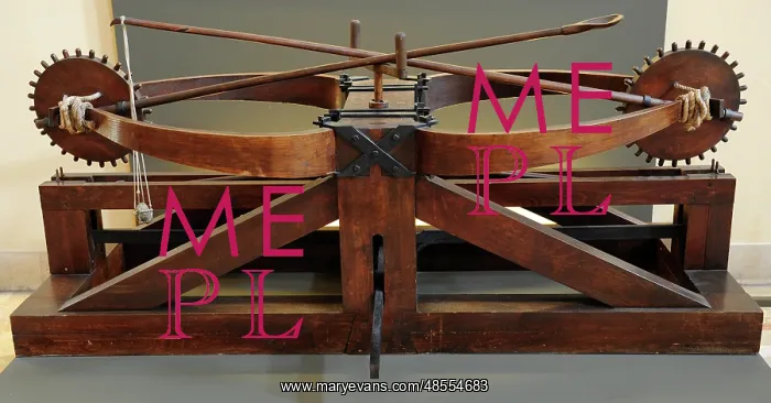 : The double catapult. Designed by Leonardo da Vinci. 15th cen : The double catapult. Designed by Leonardo da Vinci. 15th cen