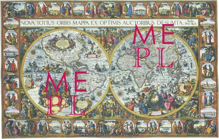 : Double Hemisphere Map with Border 1611 : Double Hemisphere Map with Border 1611