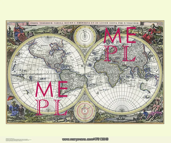  : Double Hemisphere map of the World by Visscher