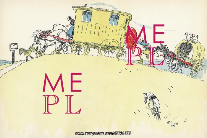 : Double page illustration, Mrs Tickler's Caravan : Double page illustration, Mrs Tickler's Caravan