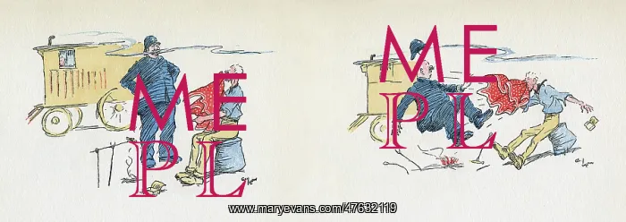 : Double page illustration, Mrs Tickler's Caravan : Double page illustration, Mrs Tickler's Caravan