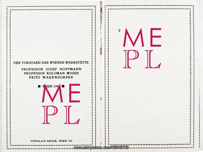 : Double page of the work schedule of the Wiener Werkstaette : Double page of the work schedule of the Wiener Werkstaette