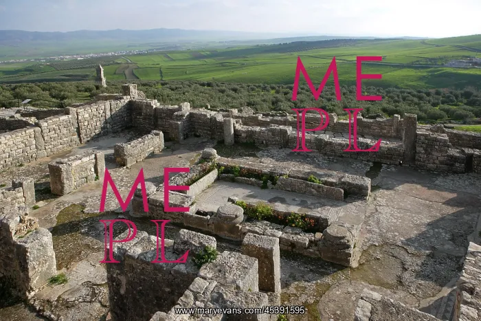 : Dougga. High angle view of the House Omnia Tibi Felicia : Dougga. High angle view of the House Omnia Tibi Felicia