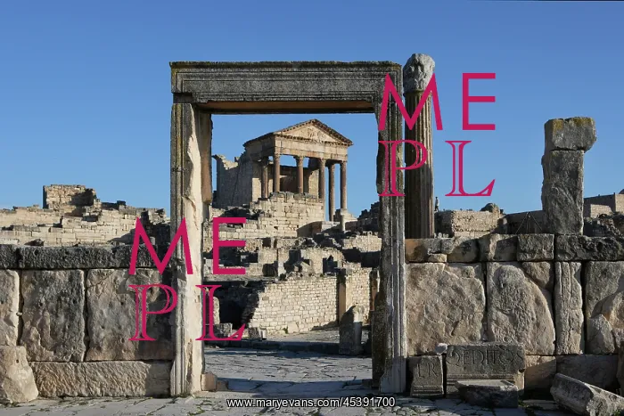 : Dougga. Low angle view of the Capitol, 2nd century : Dougga. Low angle view of the Capitol, 2nd century
