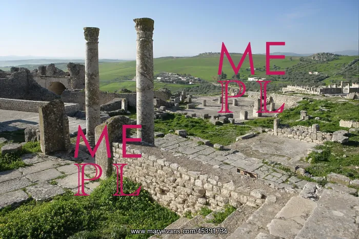 : Dougga. High angle view of the Temple of Concorde, Frugifer : Dougga. High angle view of the Temple of Concorde, Frugifer