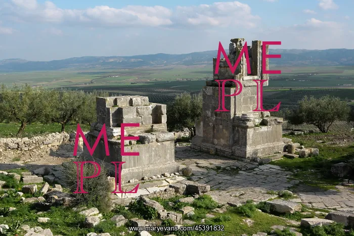 : Dougga. Low angle view of the Arch of Septimius Severus, 205 A.D : Dougga. Low angle view of the Arch of Septimius Severus, 205 A.D