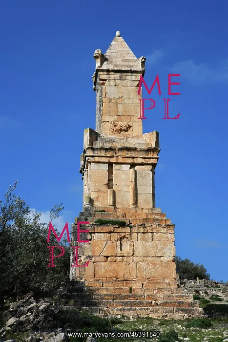 : Dougga. Low angle view of the Mausoleum of Ateban : Dougga. Low angle view of the Mausoleum of Ateban