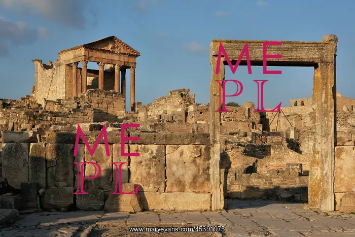 : Dougga. Low angle view of the Capitol, 2nd century : Dougga. Low angle view of the Capitol, 2nd century