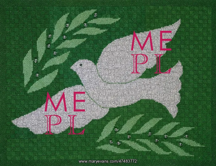 : Dove ' with olive leaves ' embroidery : Dove ' with olive leaves ' embroidery